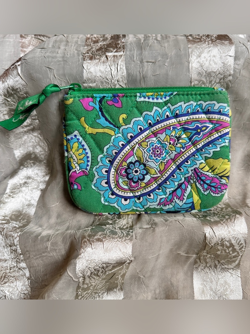 Vera Bradley Small Emerald Paisley Coin Purse